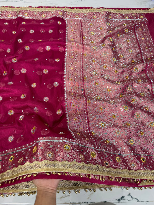 Banarasi Soft Tissue Silk Saree With Mirror And Ghunghroo Work