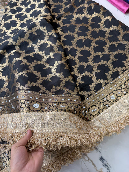 Banarasi Worm Silk Saree With Mirror Work