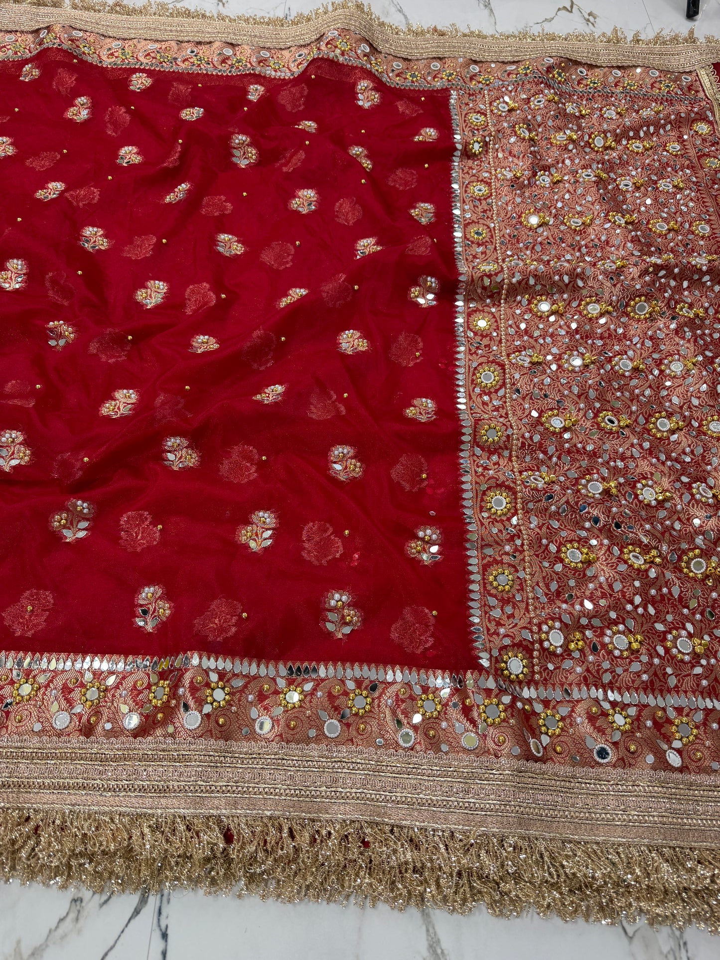 Banarasi Premium Quality Soft Kora Silk Saree With Mirror And Ghunghroo Work