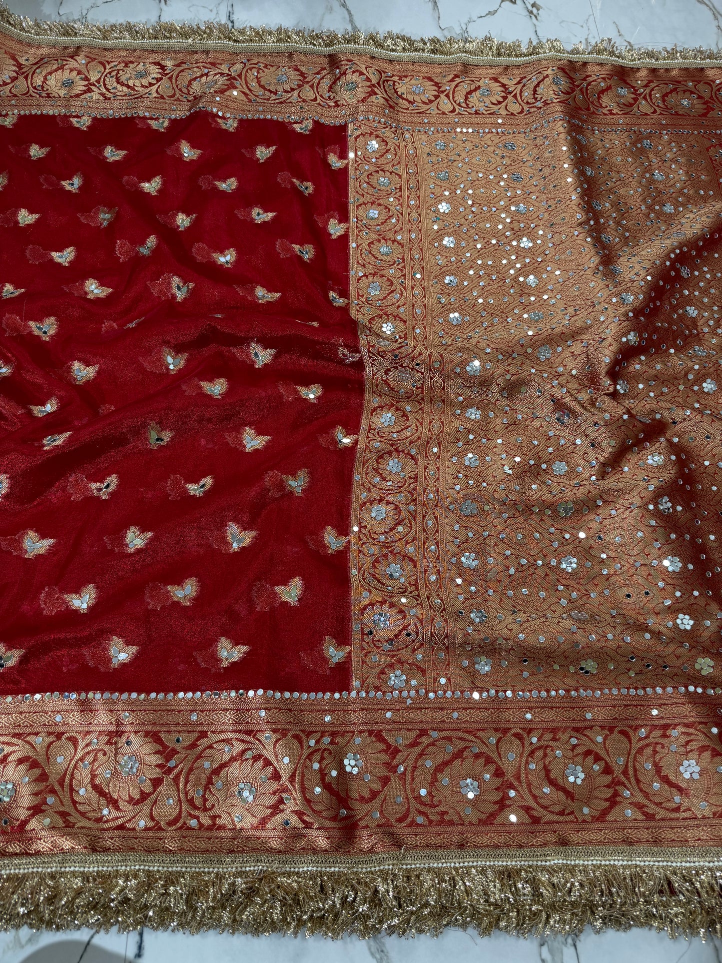 Banarasi Soft Tissue Silk Saree With Mirror Work