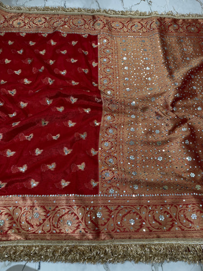 Banarasi Soft Tissue Silk Saree With Mirror Work