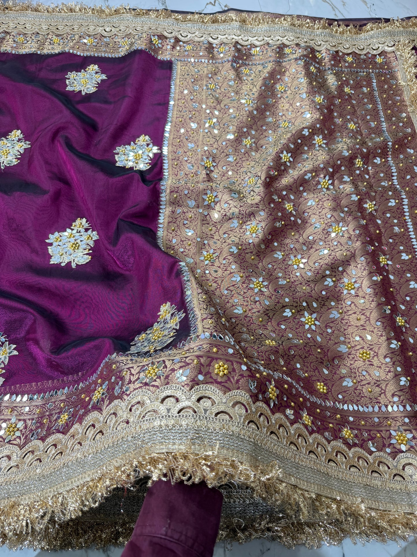 Banarasi Soft Tissue Silk Saree With Embroidery Work or mirror Work