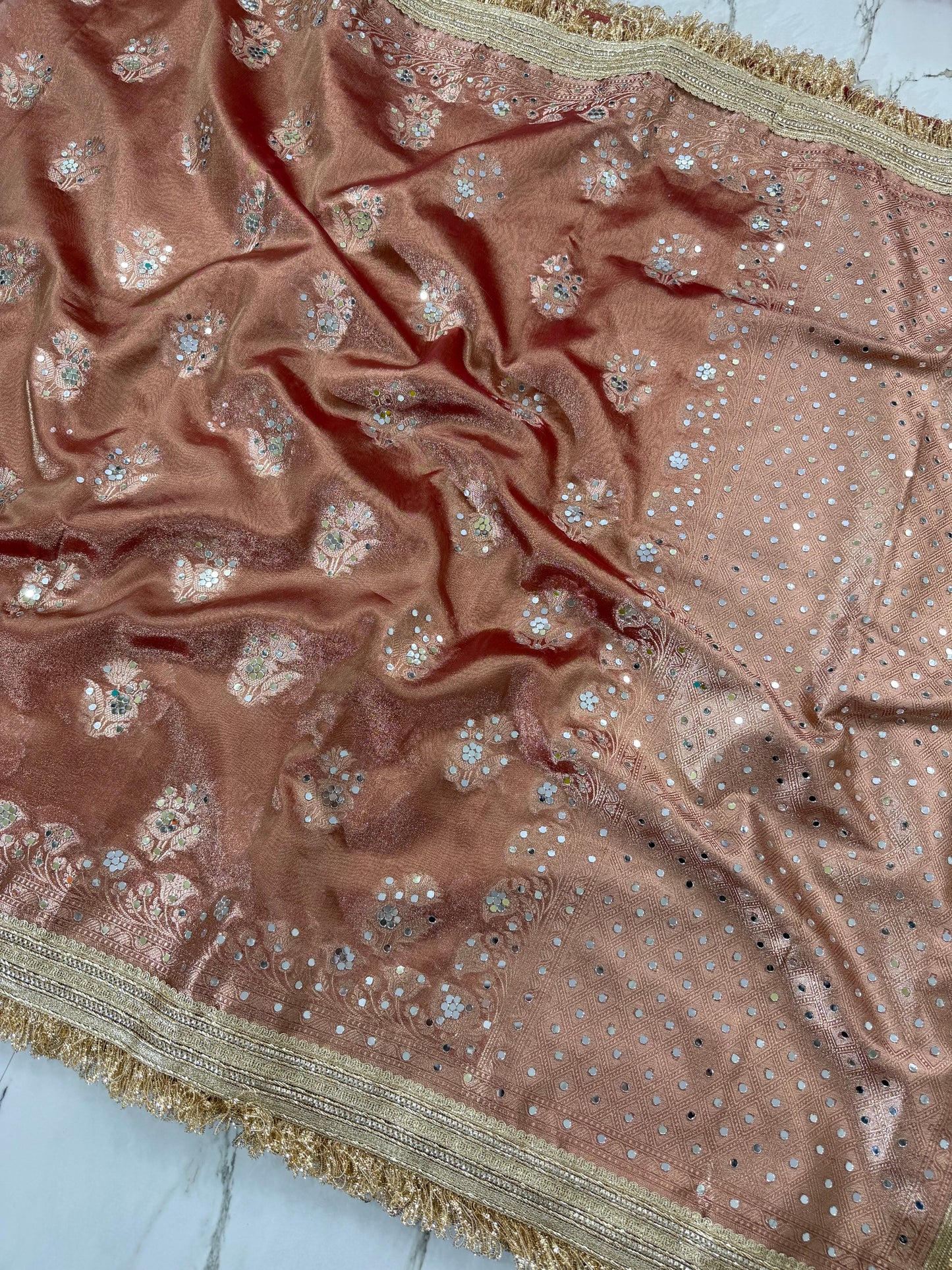 Banarasi Soft Tissue Silk Saree With Mirror Work