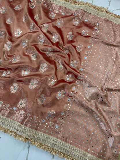 Banarasi Soft Tissue Silk Saree With Mirror Work