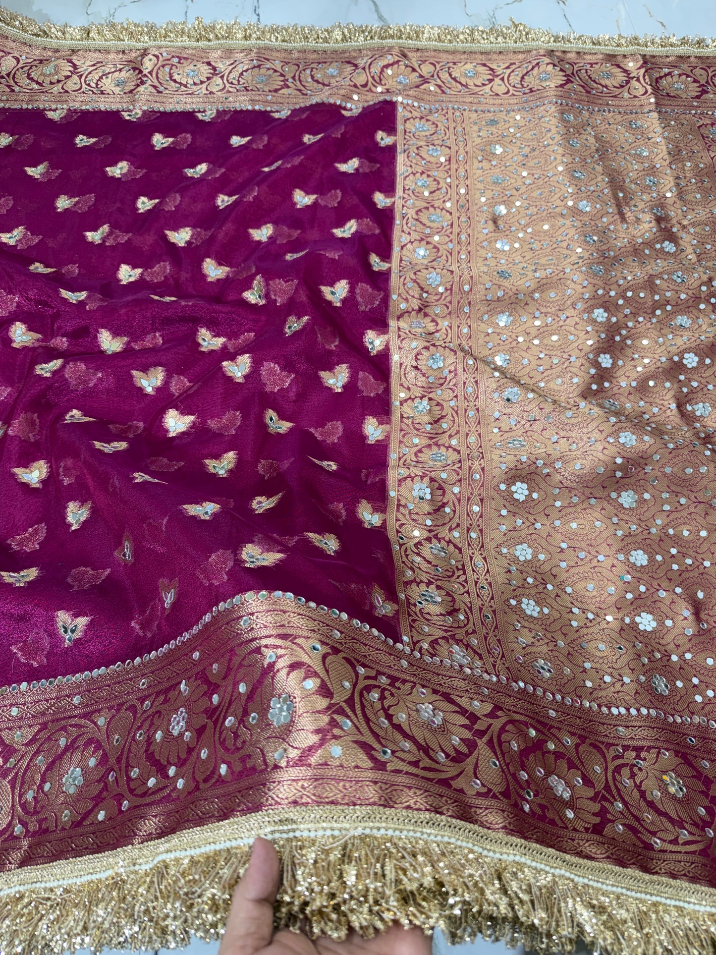 Banarasi Soft Tissue Silk Saree With Mirror work
