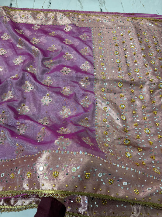 Banarasi Soft Tissue Silk Saree With Mirror And Ghunghroo Work
