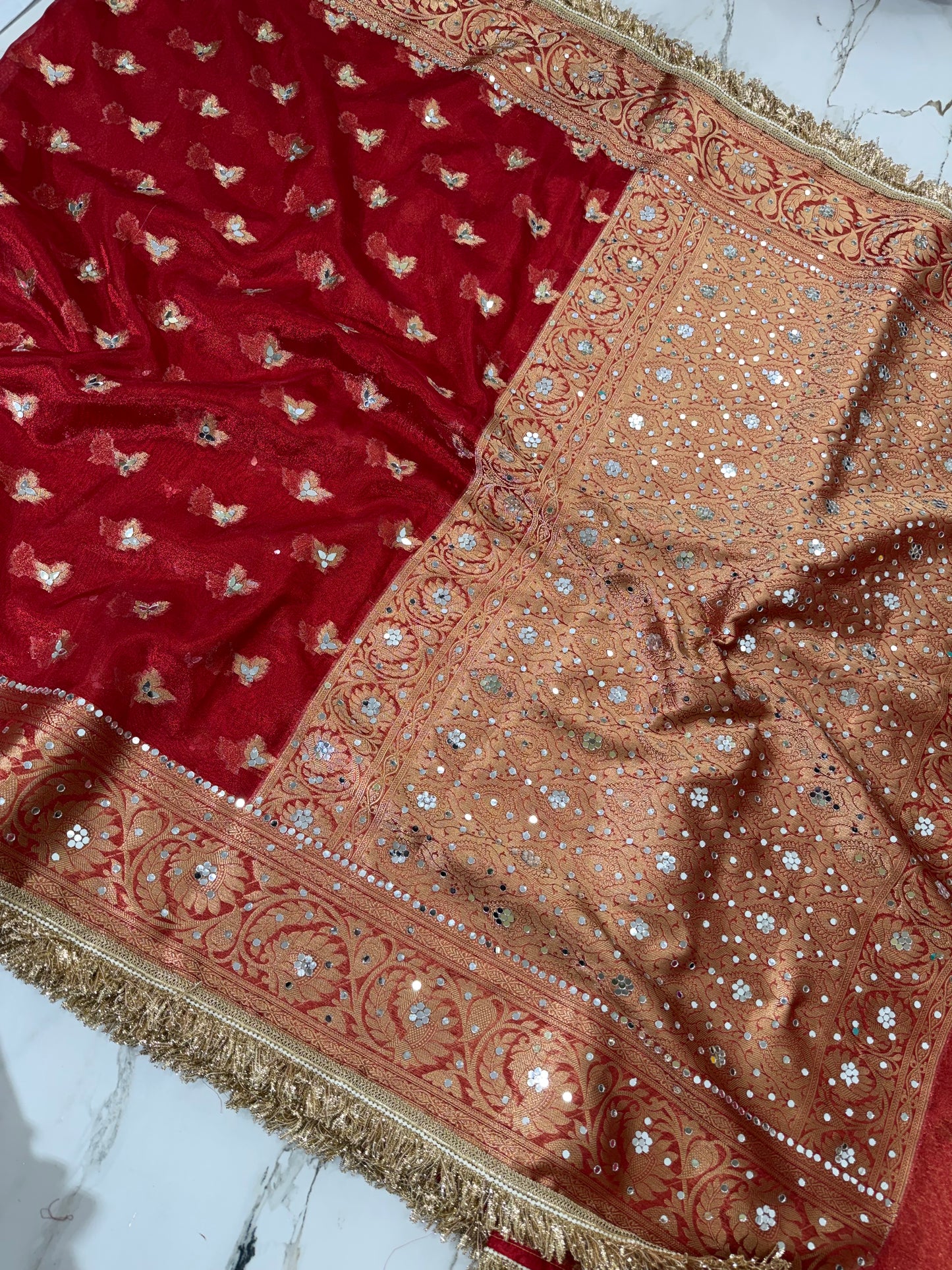 Banarasi Soft Tissue Silk Saree With Mirror Work