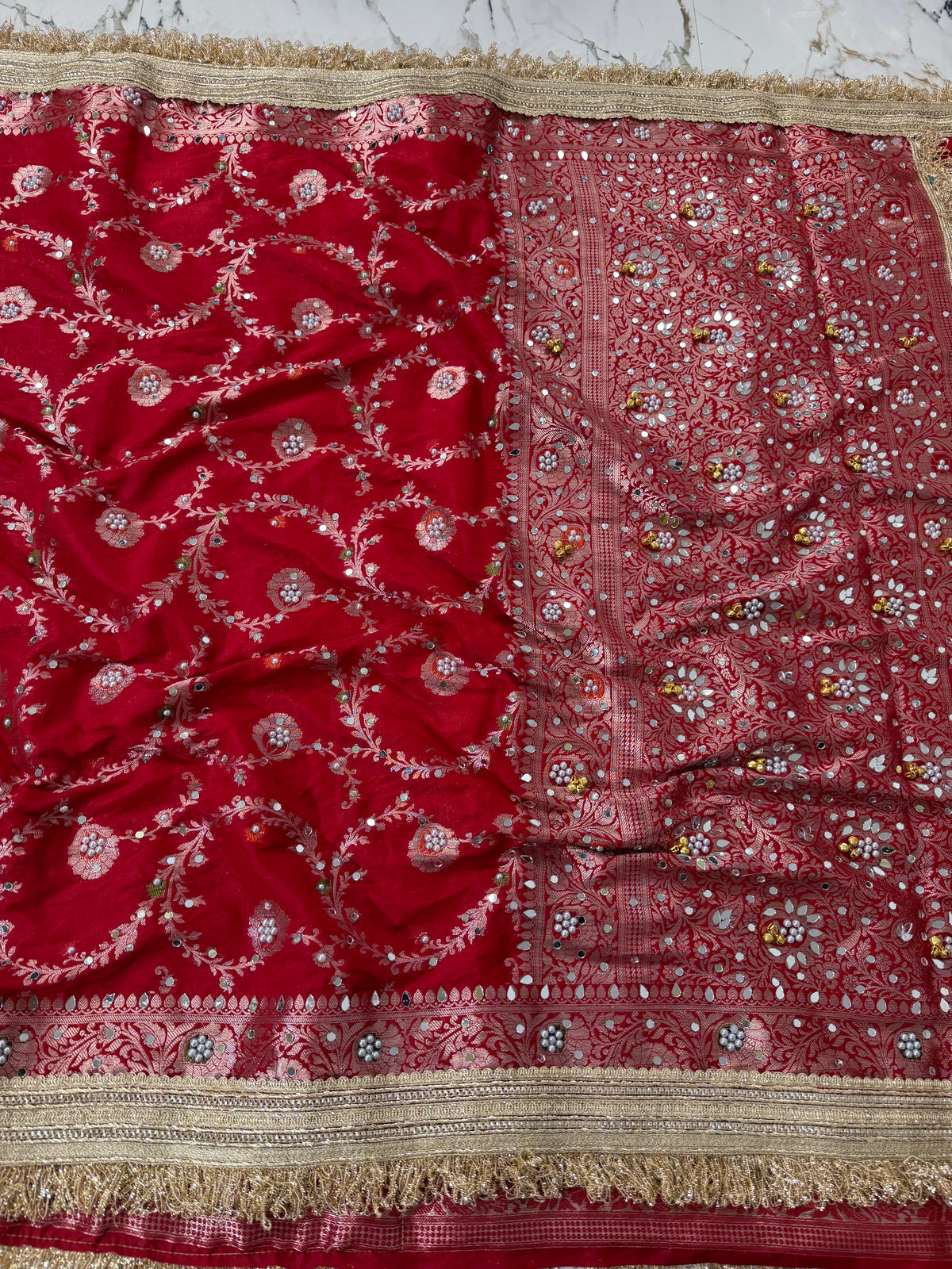 Banarasi Soft Georgette Silk Saree With Mirror And Ghunghroo Work