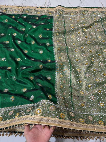 Banarasi Soft Tissue Silk Saree With Mirror And Ghunghroo Work
