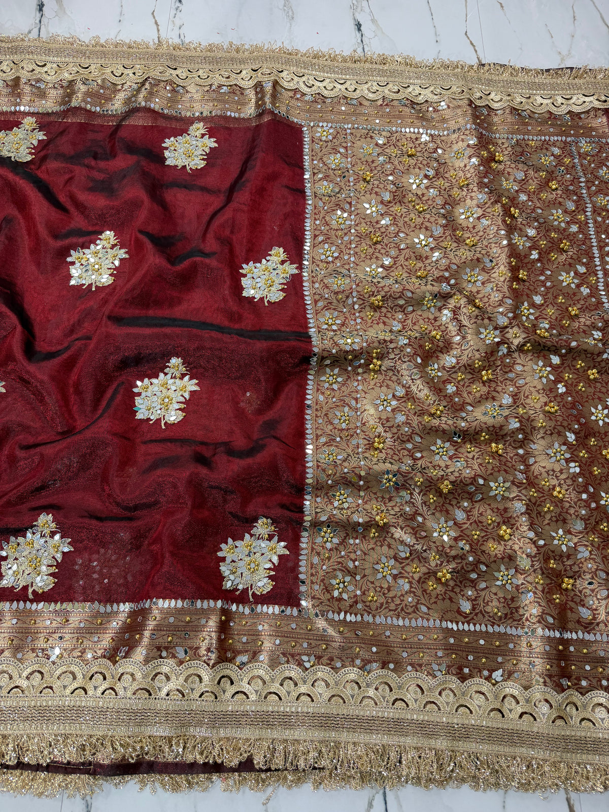 Banarasi Soft Tissue Silk Saree With Embroidery Work With Mirror And Ghunghroo Work