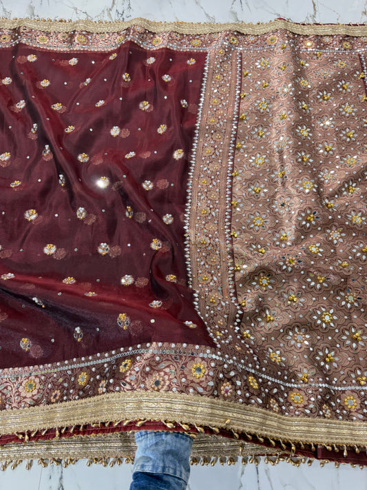 Banarasi Soft Tissue Silk Saree With Mirror And Ghunghroo Work