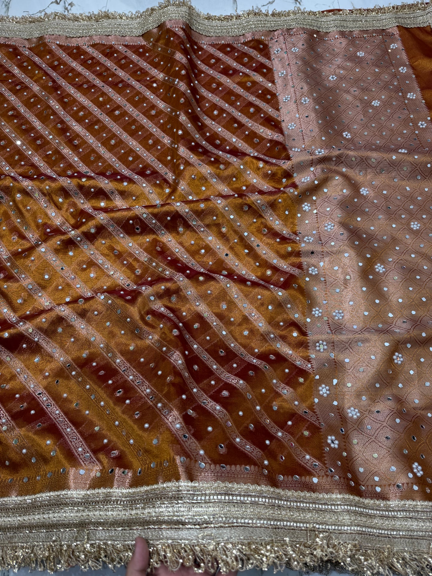 Banarasi Soft Tissue Silk Saree With Mirror Work