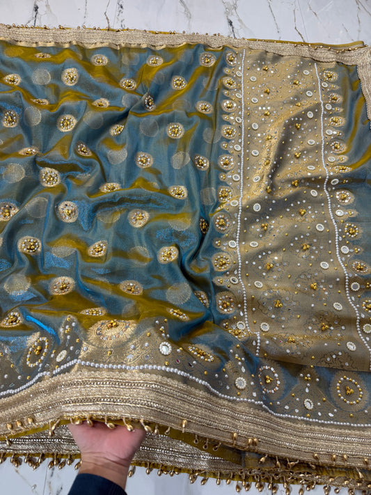 Banarasi Soft Tissue Silk Saree With Mirror And Ghunghroo Work