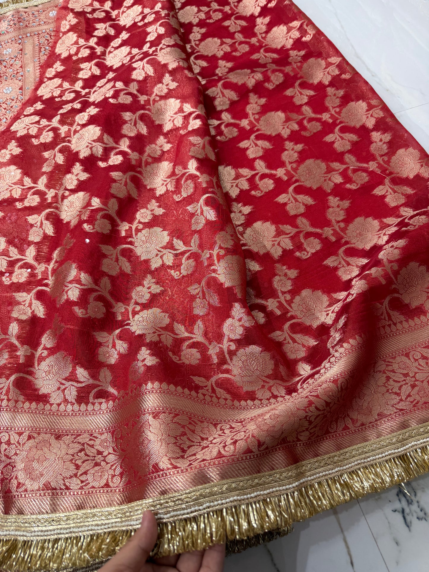 Banarasi Soft Tissue Silk Saree With Mirror Work