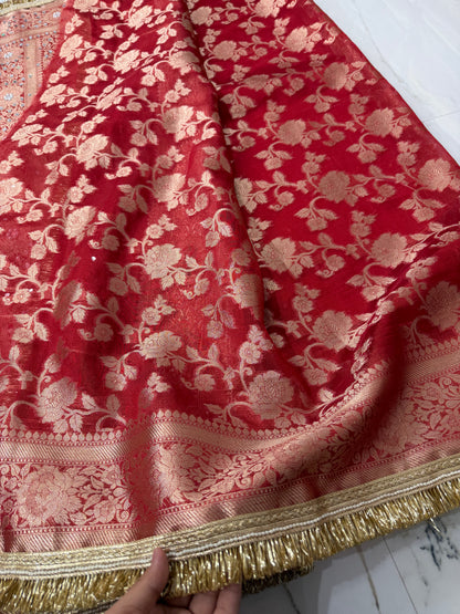 Banarasi Soft Tissue Silk Saree With Mirror Work