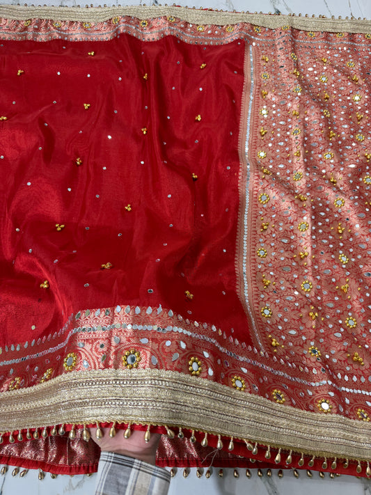 Banarasi Soft Tissue Silk Saree With Mirror And Ghunghroo Work