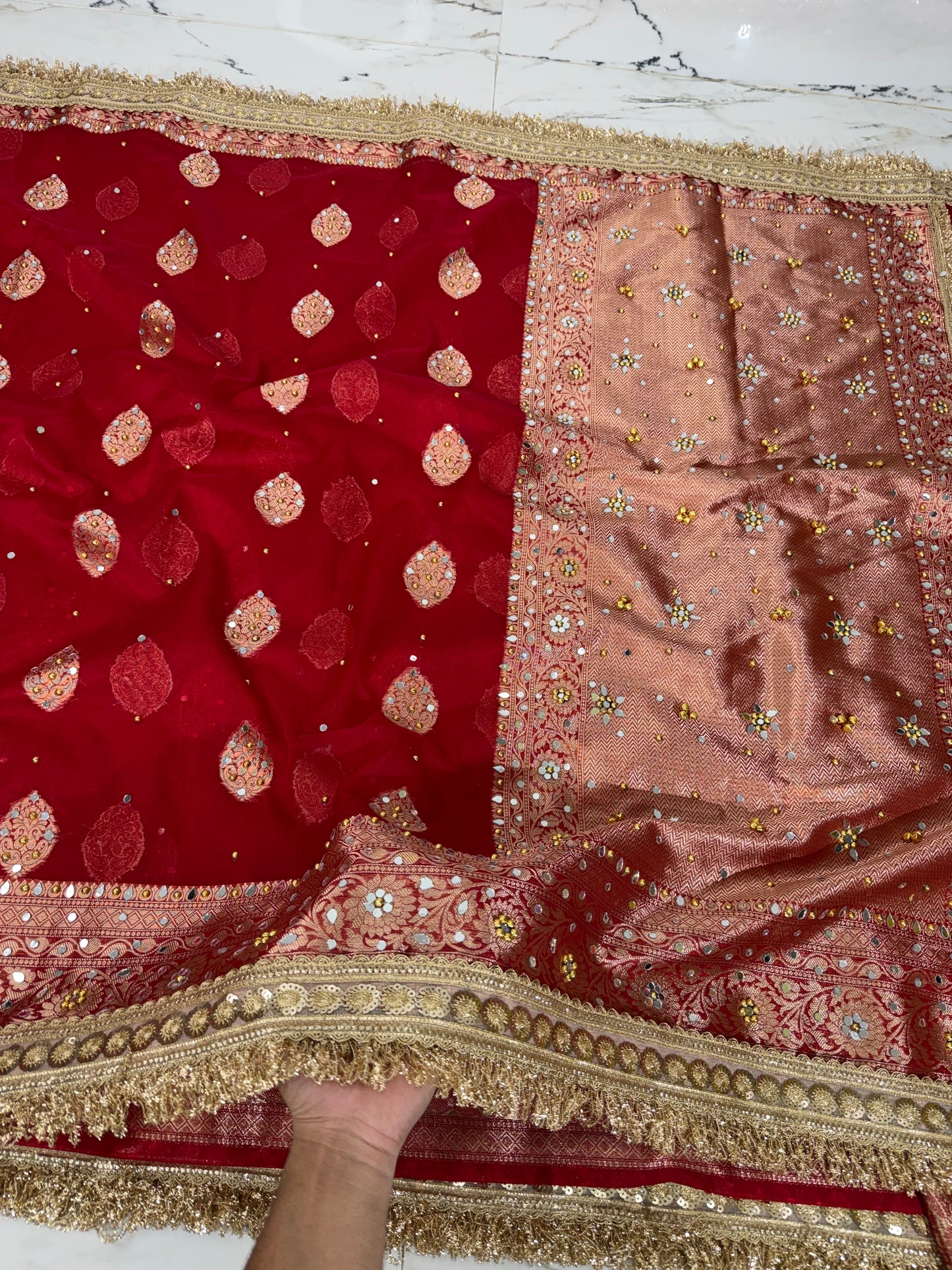 Banarasi Soft Kora Silk Saree With Mirror And Ghunghroo Work