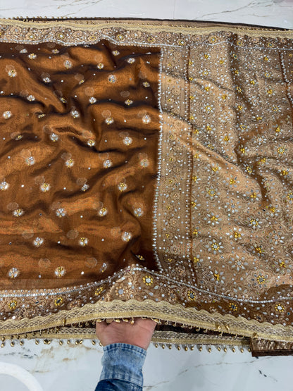 Banarasi Soft Tissue Silk Saree With Mirror And Ghunghroo Work