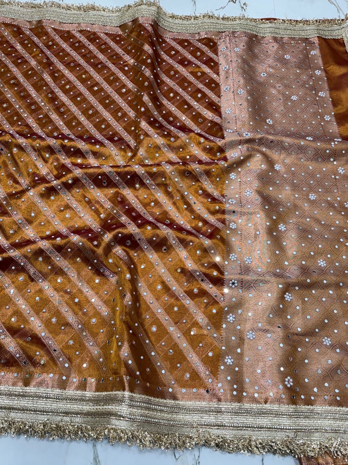 Banarasi Soft Tissue Silk Saree With Mirror Work