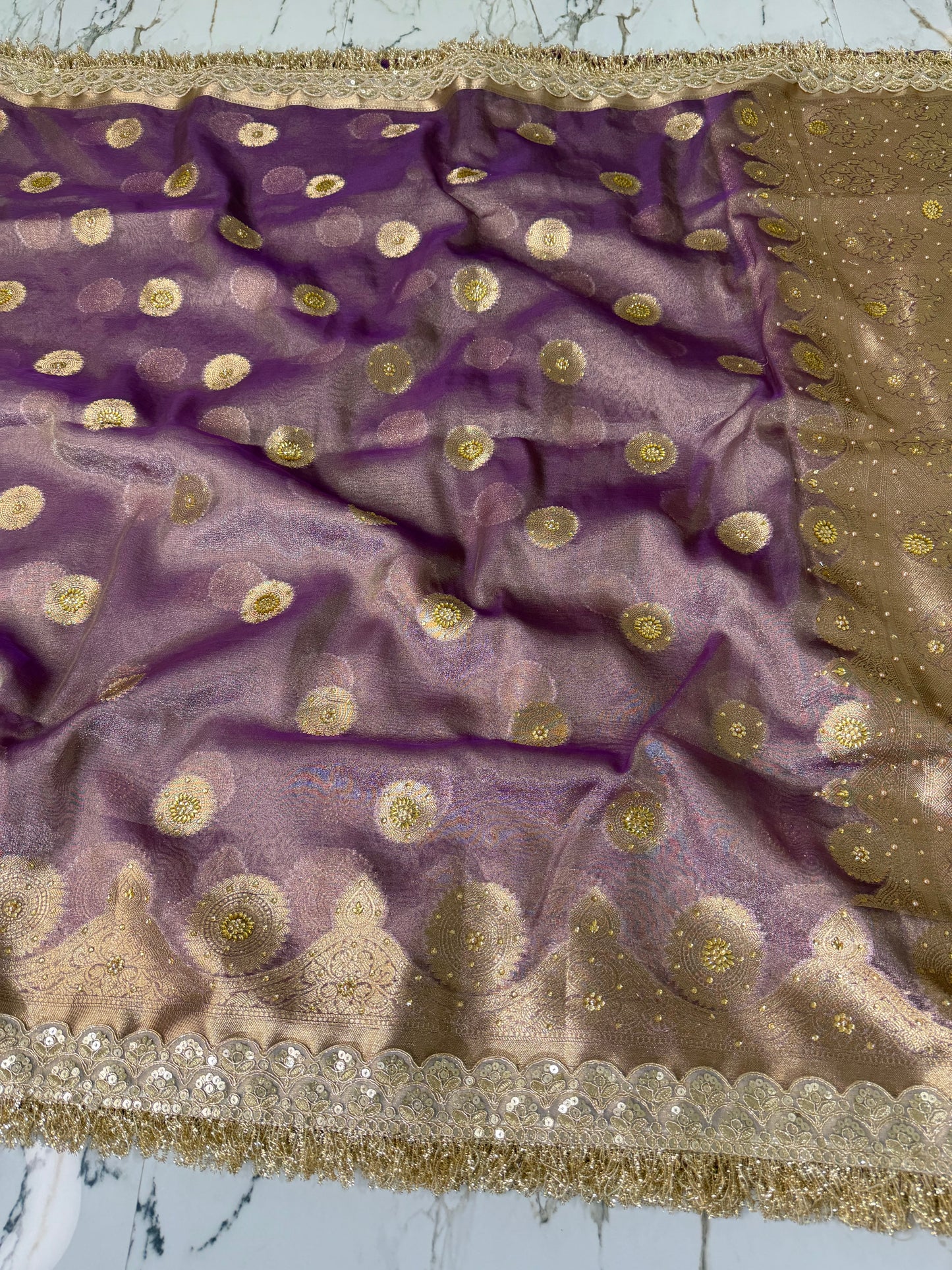 Banarasi Soft Tissue Silk Saree With Stone work