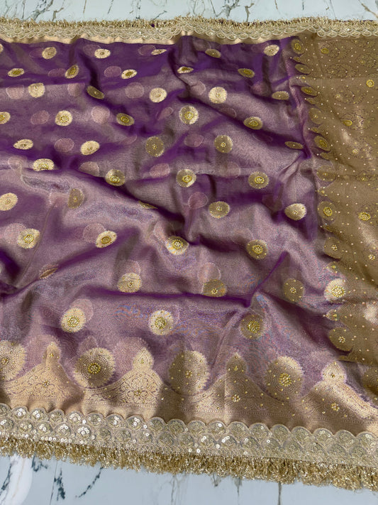 Banarasi Soft Tissue Silk Saree With Stone work