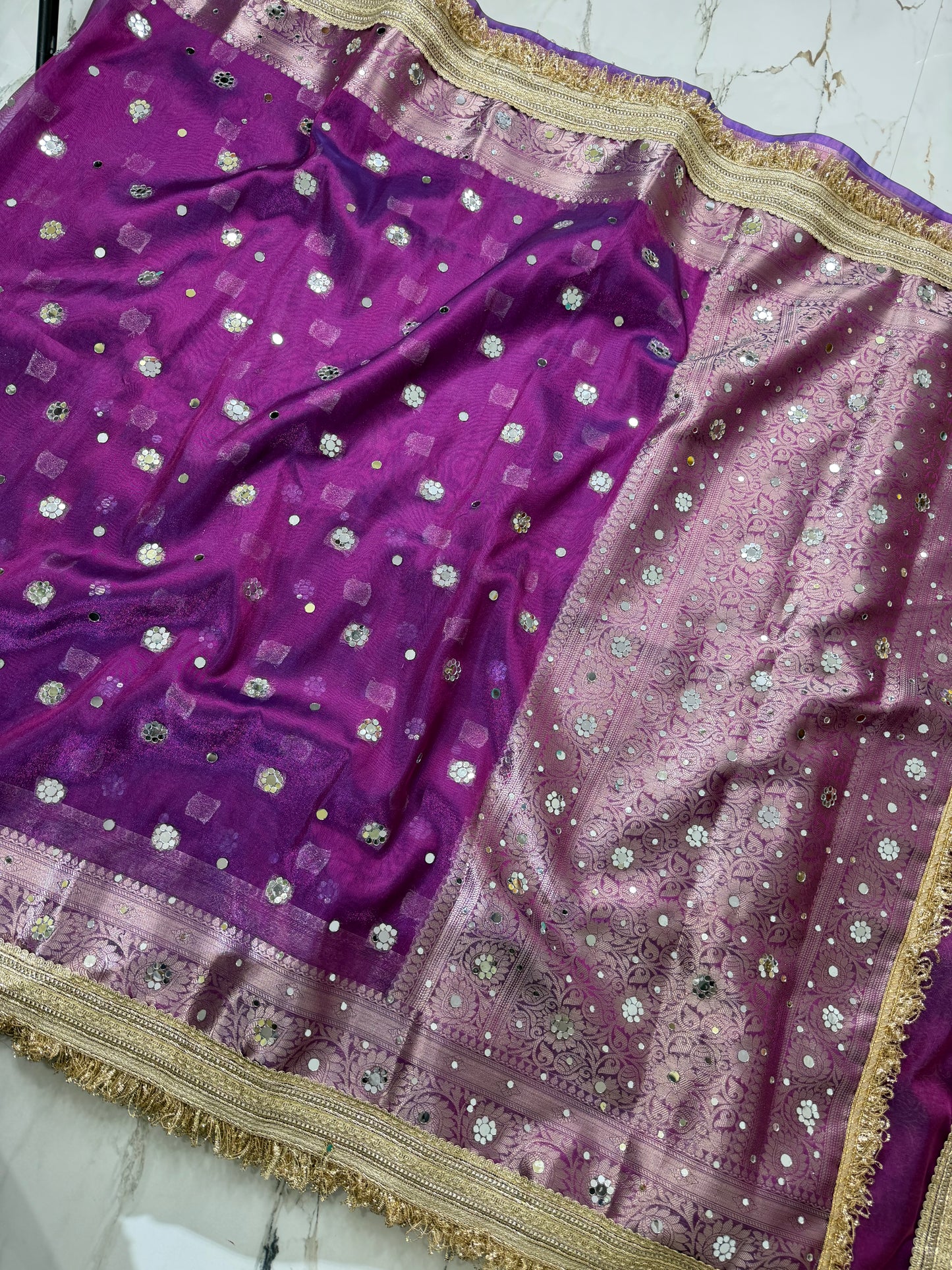 Banarasi Soft Tissue Silk Saree With Mirror Work
