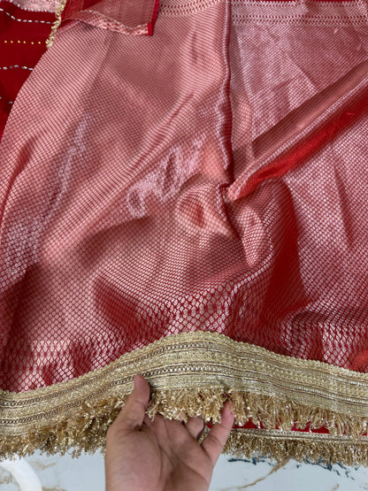 Banarasi Soft Tissue Silk Saree With Mirror And Pearl Work