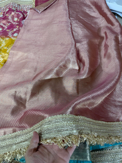 Banarasi Soft Tissue Silk Saree With Mirror And Pearl Work