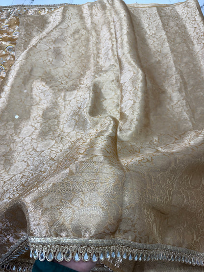 Banarasi Soft Tissue Silk Saree With Mirror And Pearl Work