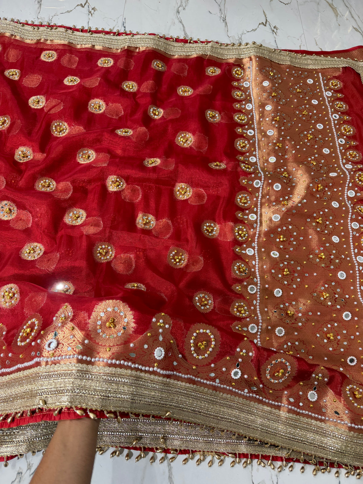 Banarasi Soft Tissue Silk Saree With Mirror And Ghunghroo Work