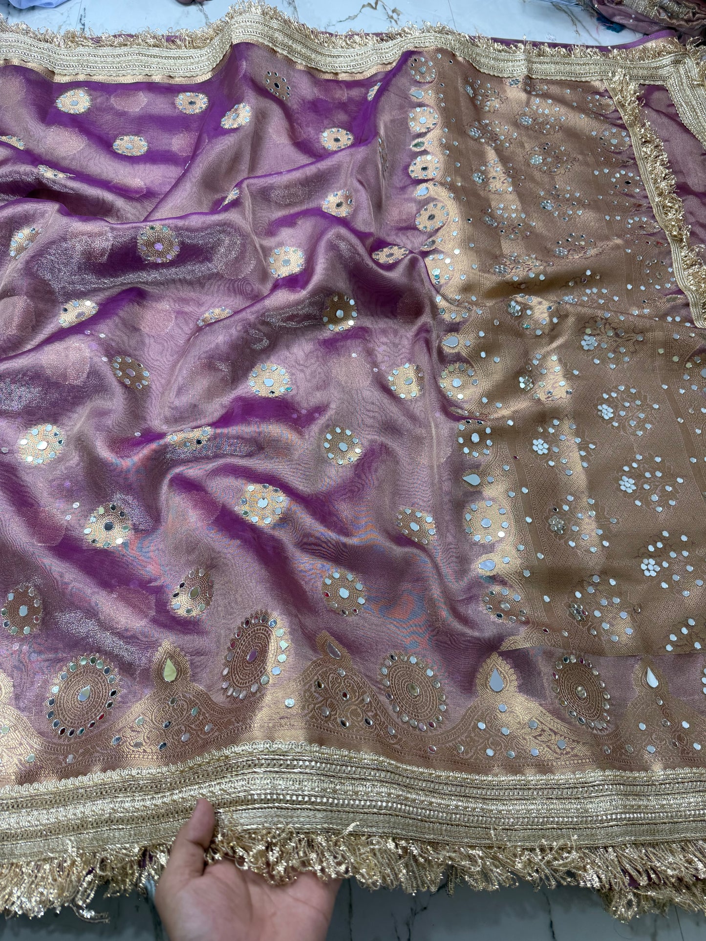 Banarasi Soft Tissue Silk Saree With Mirror Work