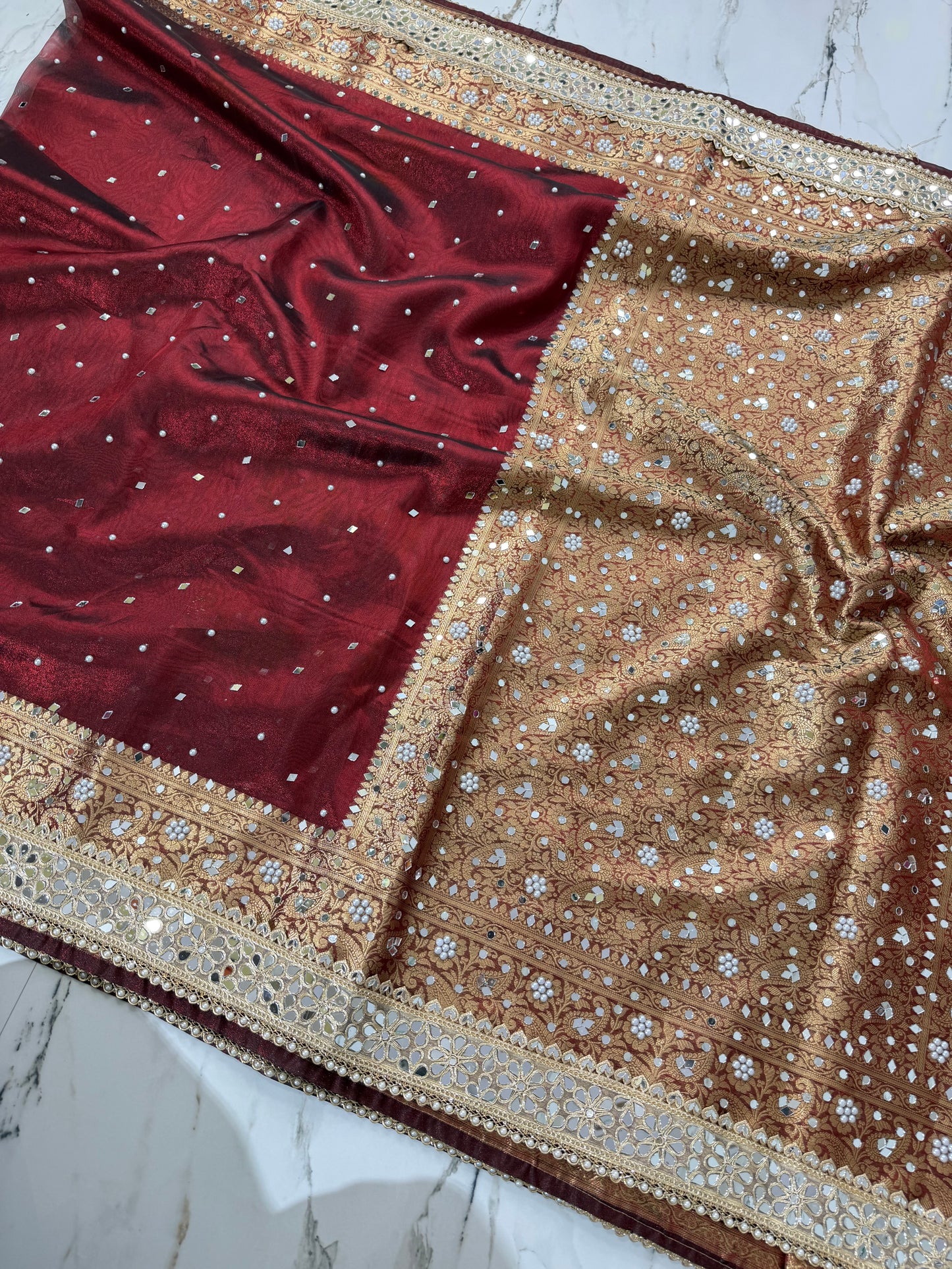 Banarasi Soft Tissue Silk Saree With Mirror Work