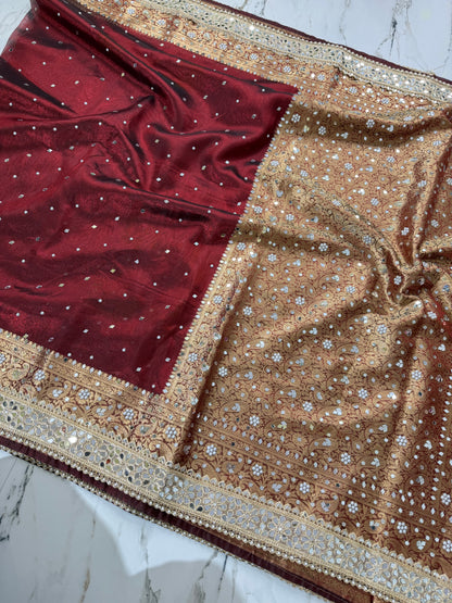 Banarasi Soft Tissue Silk Saree With Mirror Work