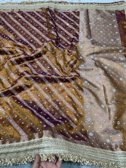 Banarasi Soft Tissue Silk Saree With Mirror Work