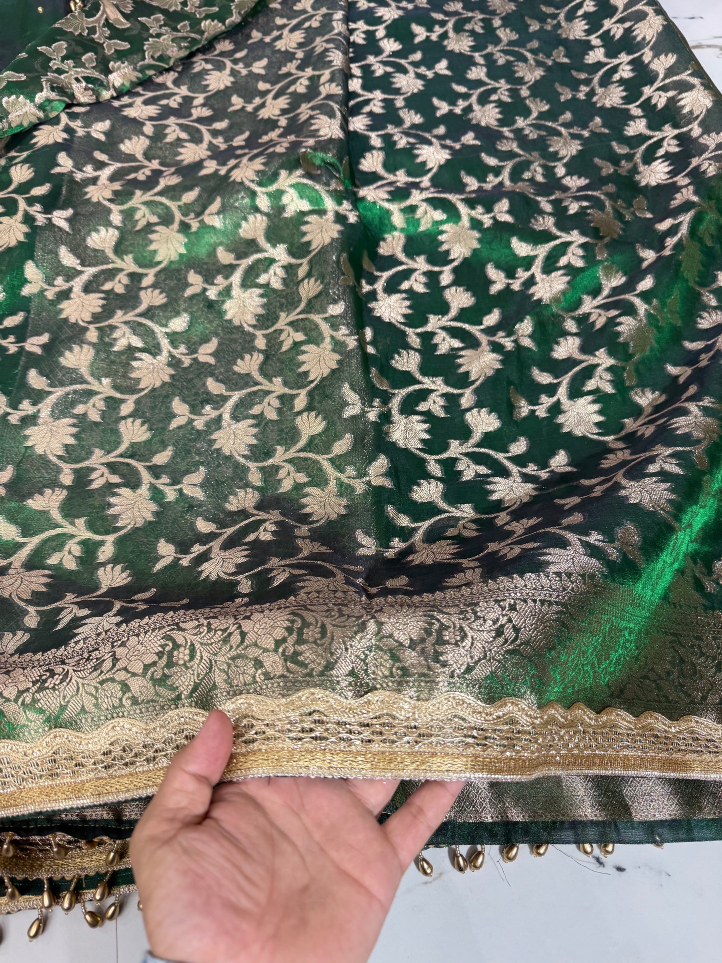 Banarasi Soft Tissue Silk Saree With Mirror And Ghunghroo Work