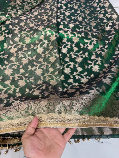 Banarasi Soft Tissue Silk Saree With Mirror And Ghunghroo Work