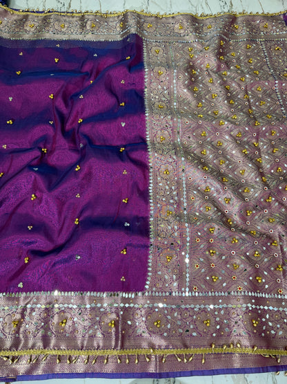 Banarasi Soft Tissue Silk Saree With Mirror And Ghunghroo Work
