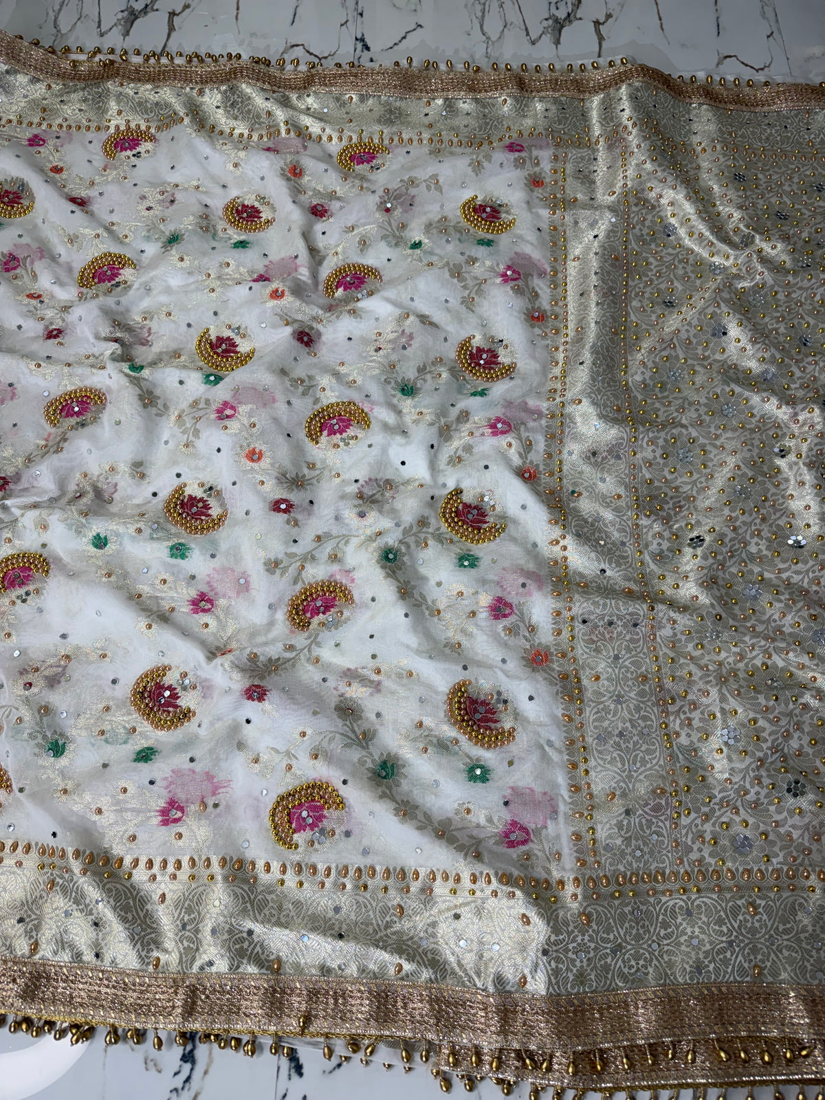 Banarasi Soft Georgette Silk Saree With Mirror Work