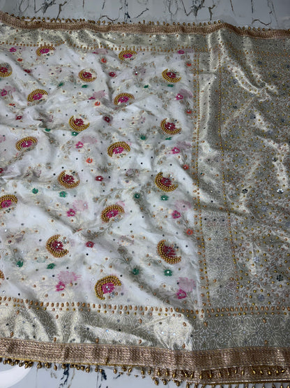 Banarasi Soft Georgette Silk Saree With Mirror Work
