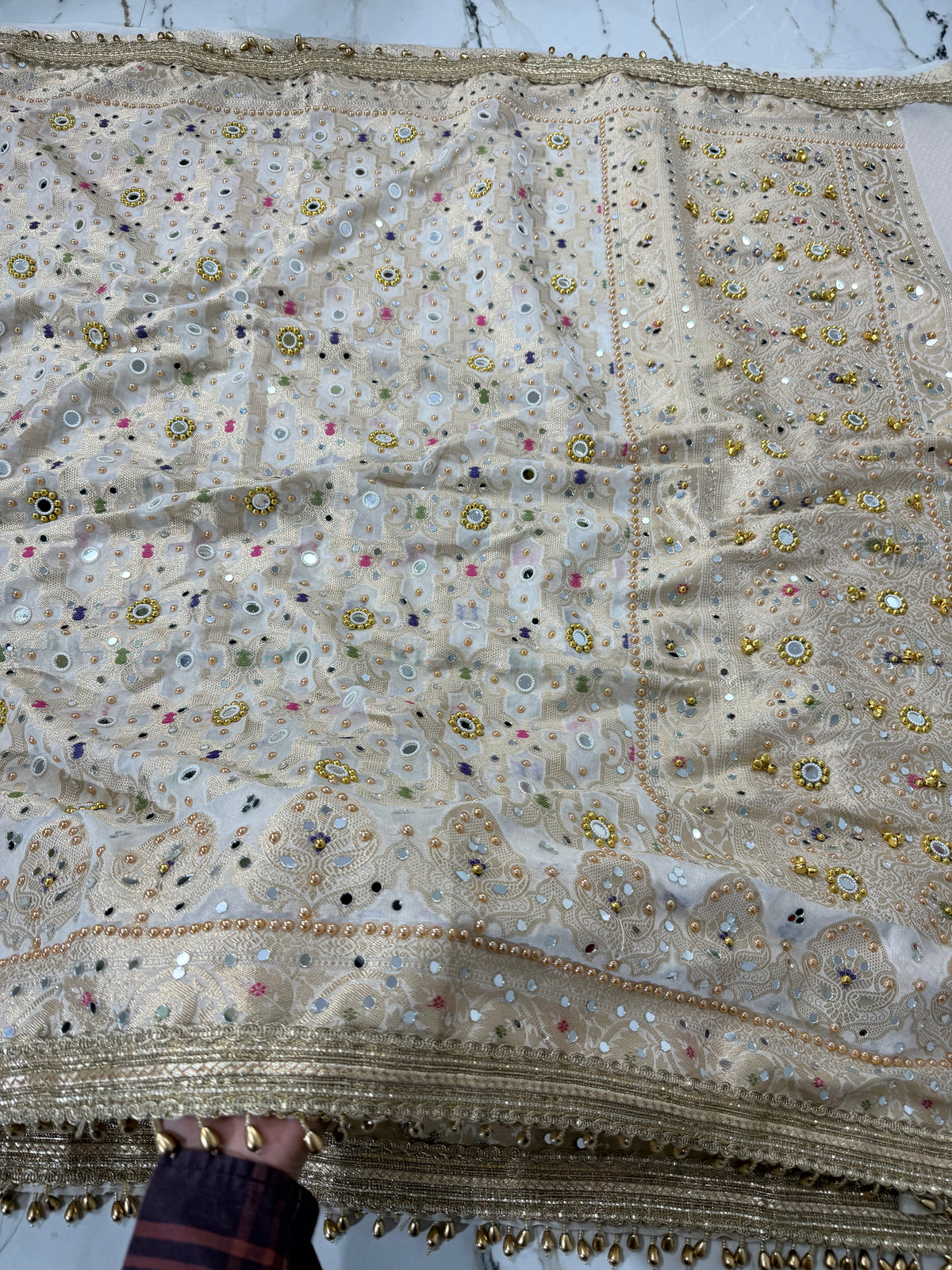 Banarasi Soft Georgette Silk Saree With Mirror And Ghunghroo Work