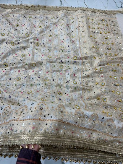 Banarasi Soft Georgette Silk Saree With Mirror And Ghunghroo Work