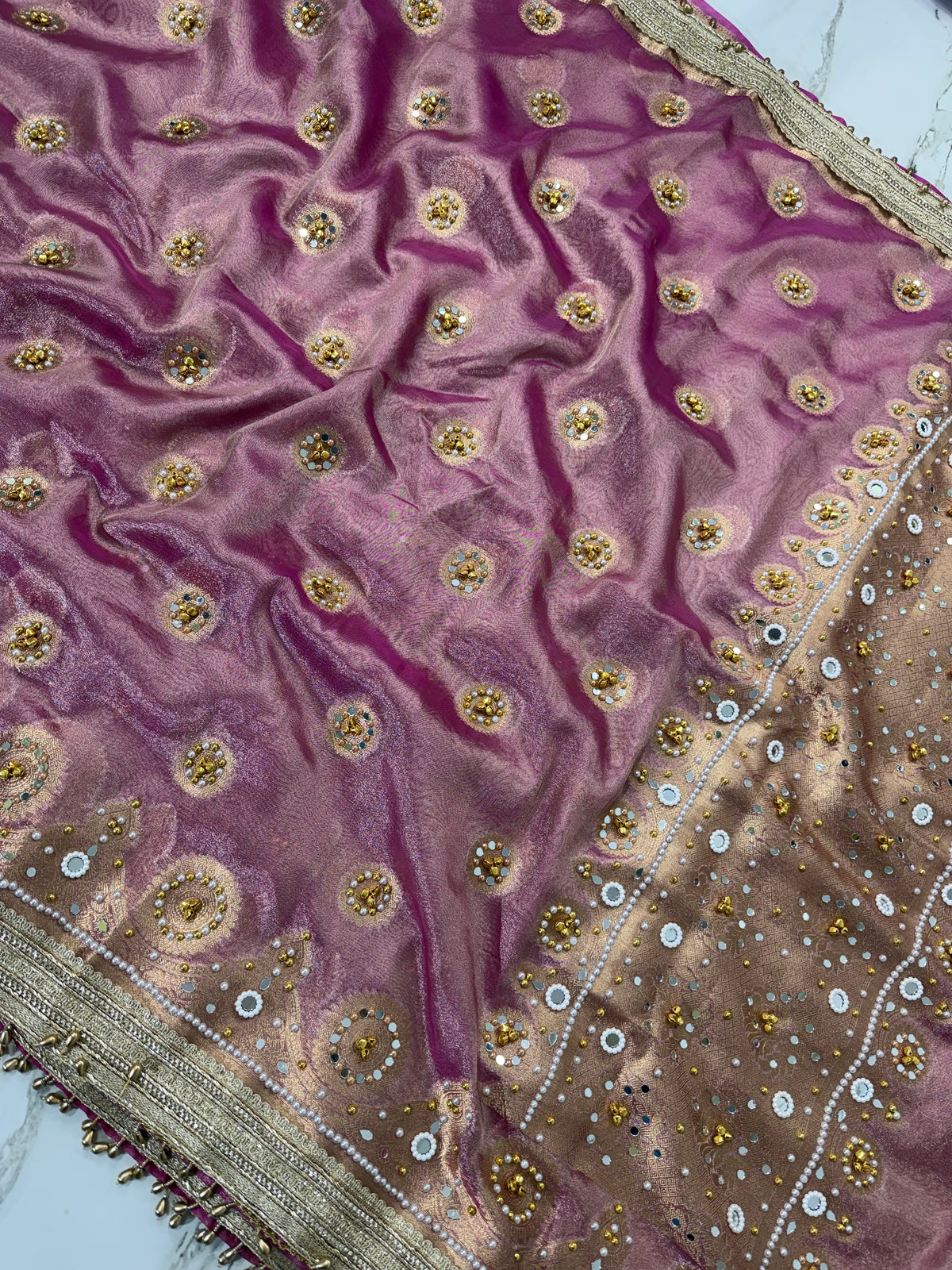 Banarasi Soft Tissue Silk Saree With Mirror And Ghunghroo Work