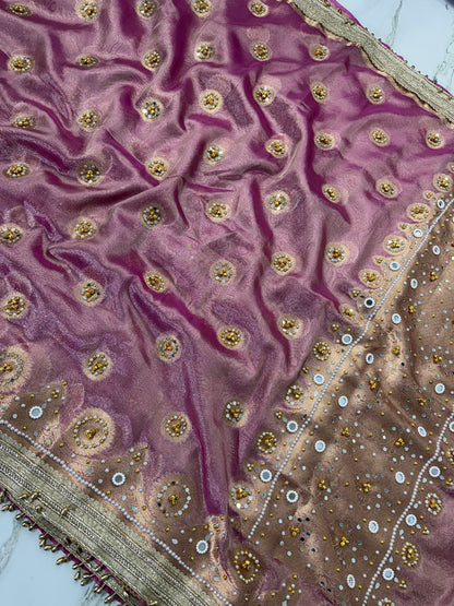 Banarasi Soft Tissue Silk Saree With Mirror And Ghunghroo Work
