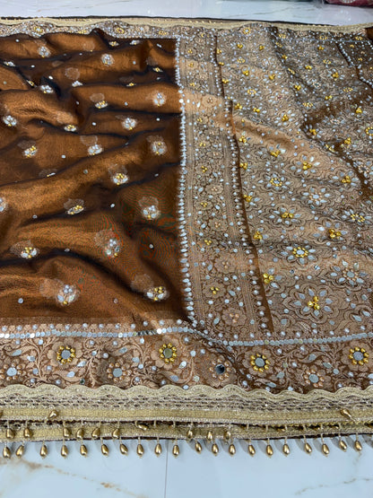 Banarasi Soft Tissue Silk Saree With Mirror And Ghunghroo Work