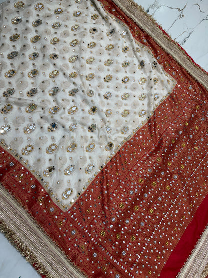 Banarasi Soft Warm Silk Saree With Mirror and Pearl Work