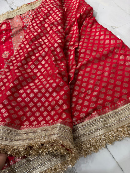 Banarasi Soft Warm Silk Saree With Mirror And Pearl Work