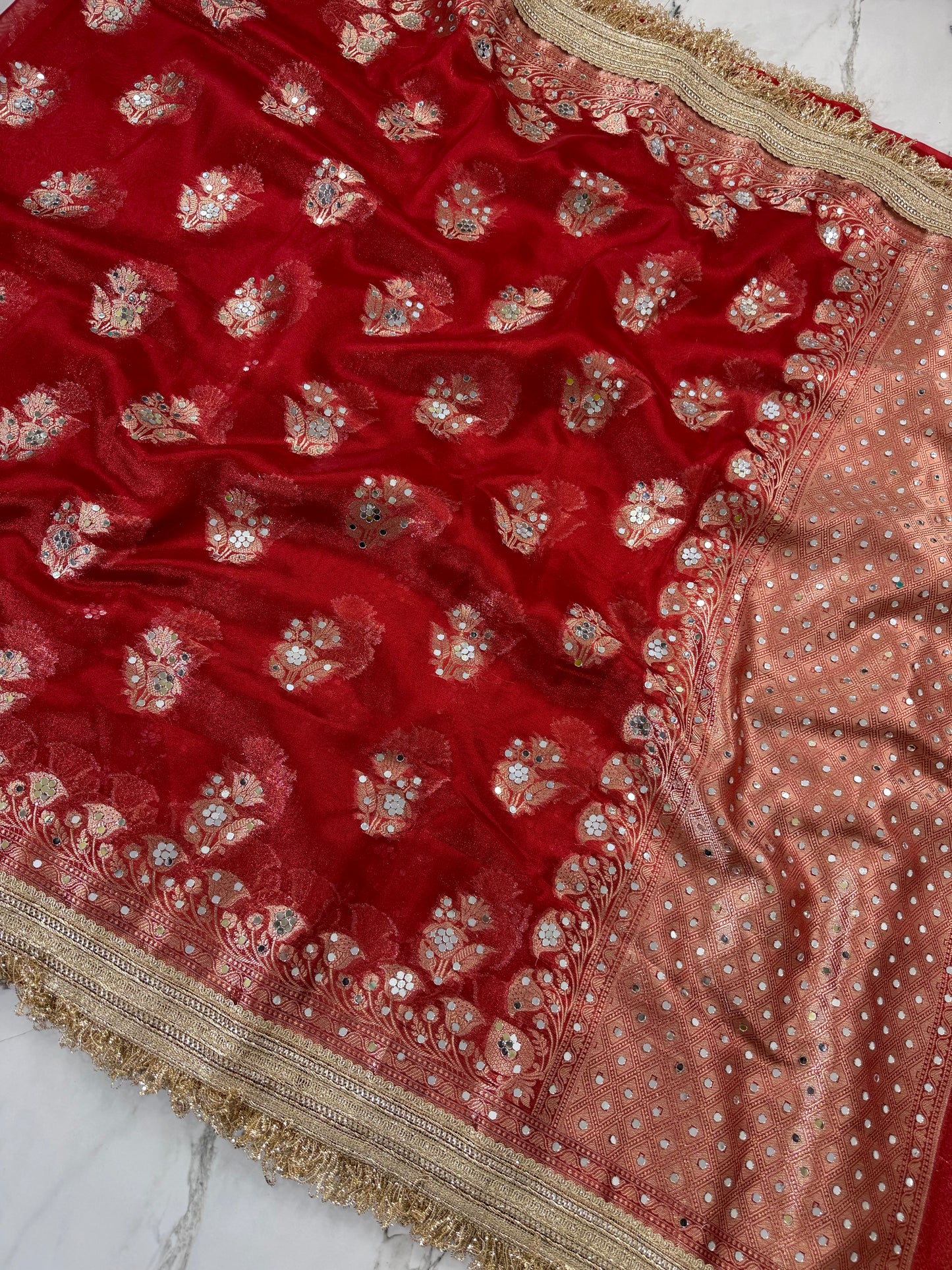 Banarasi Soft Tissue Silk Saree With Mirror Work