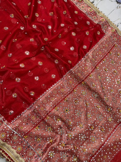 Banarasi Soft Tissue Silk Saree With Mirror And Ghunghroo Work