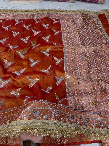 Banarasi Soft Tissue Silk Saree With Mirror And Ghunghroo Wrok