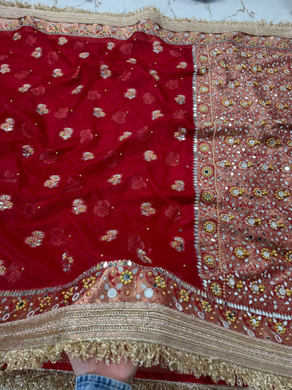 Banarasi Premium Quality Soft Kora Silk Saree With Mirror And Ghunghroo Work